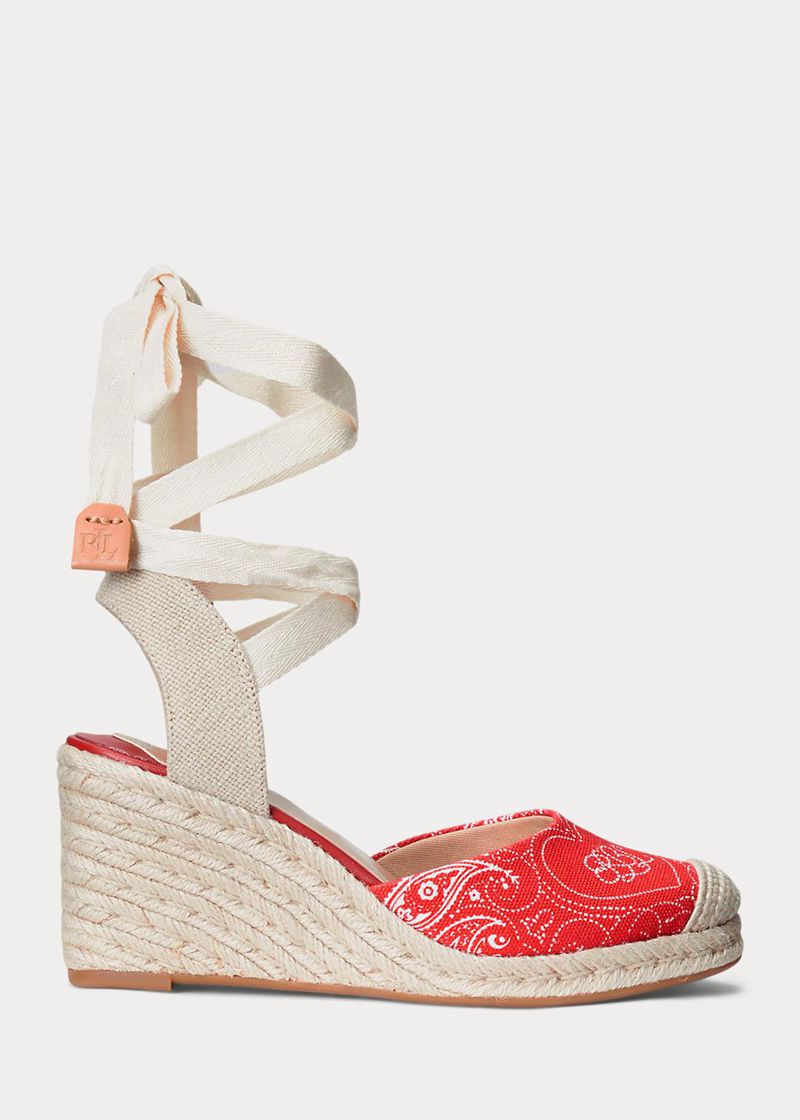 Sandalias Lauren Mujer Paislee Lona Espadrille Chile Rojas KEMQX-2756